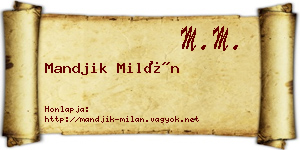 Mandjik Milán névjegykártya